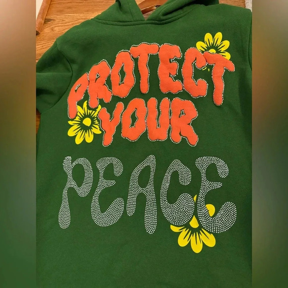 Euphoric 777 Protect Your Peace Green Hoodie Size Medium - Picture 9 of 11